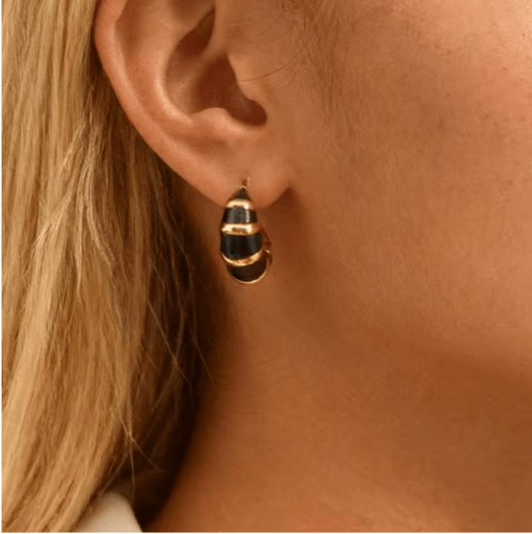 Boucle d'oreille ovale tigrée